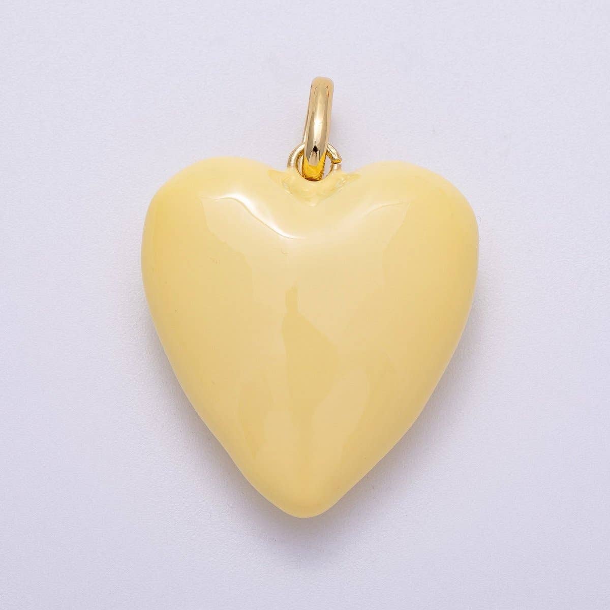 16K Gold Filled 35mm Colorful Pastel Enamel Chubby Heart Pendant | Charms-00583 ~ Charms-00588