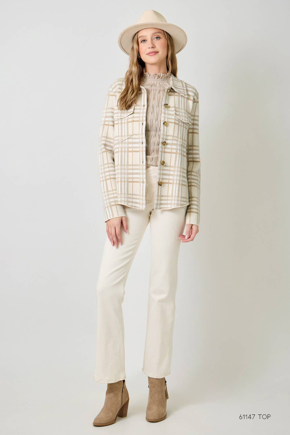 60843 Check Patterned Sweater Jacket