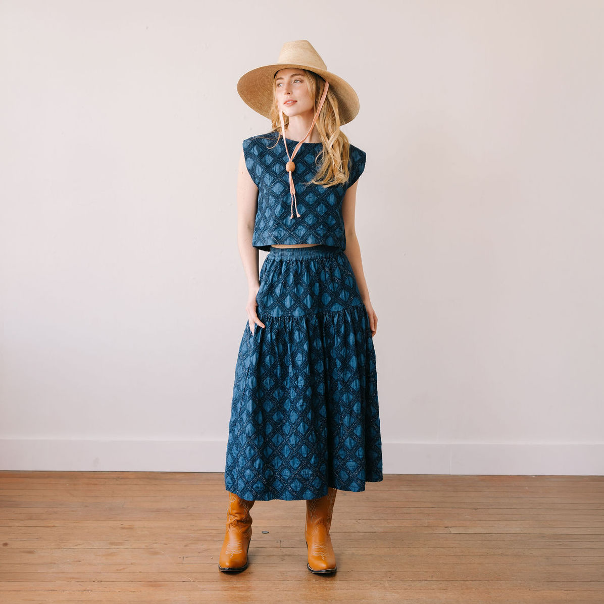 Denim Eyelet Colette Skirt