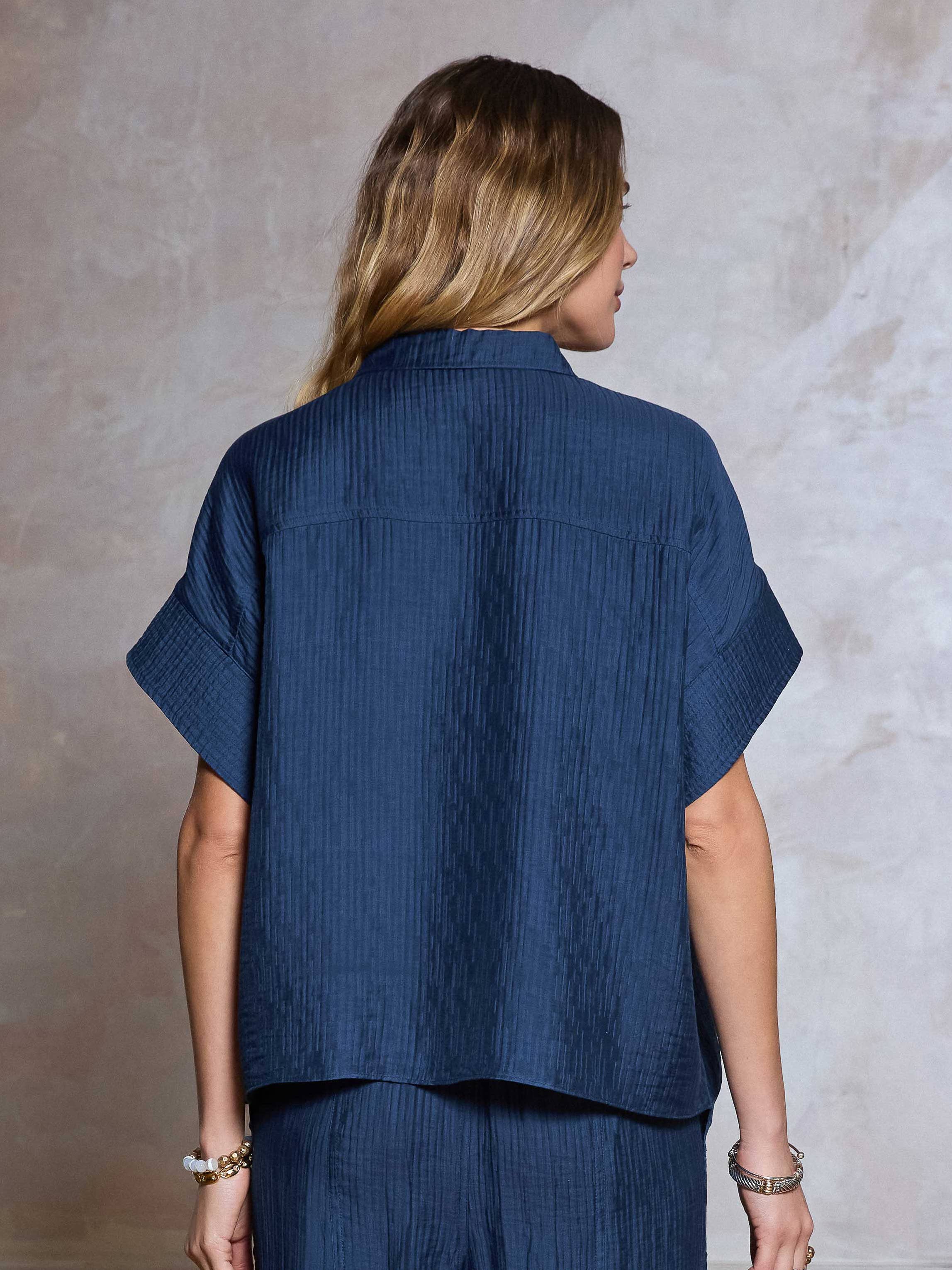 Oversized Textured Collared Shirt