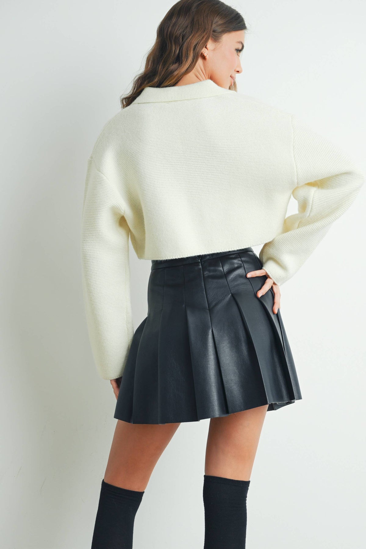 V-Neck Collar With Drop Shoulder Sweater Top - BMW7142