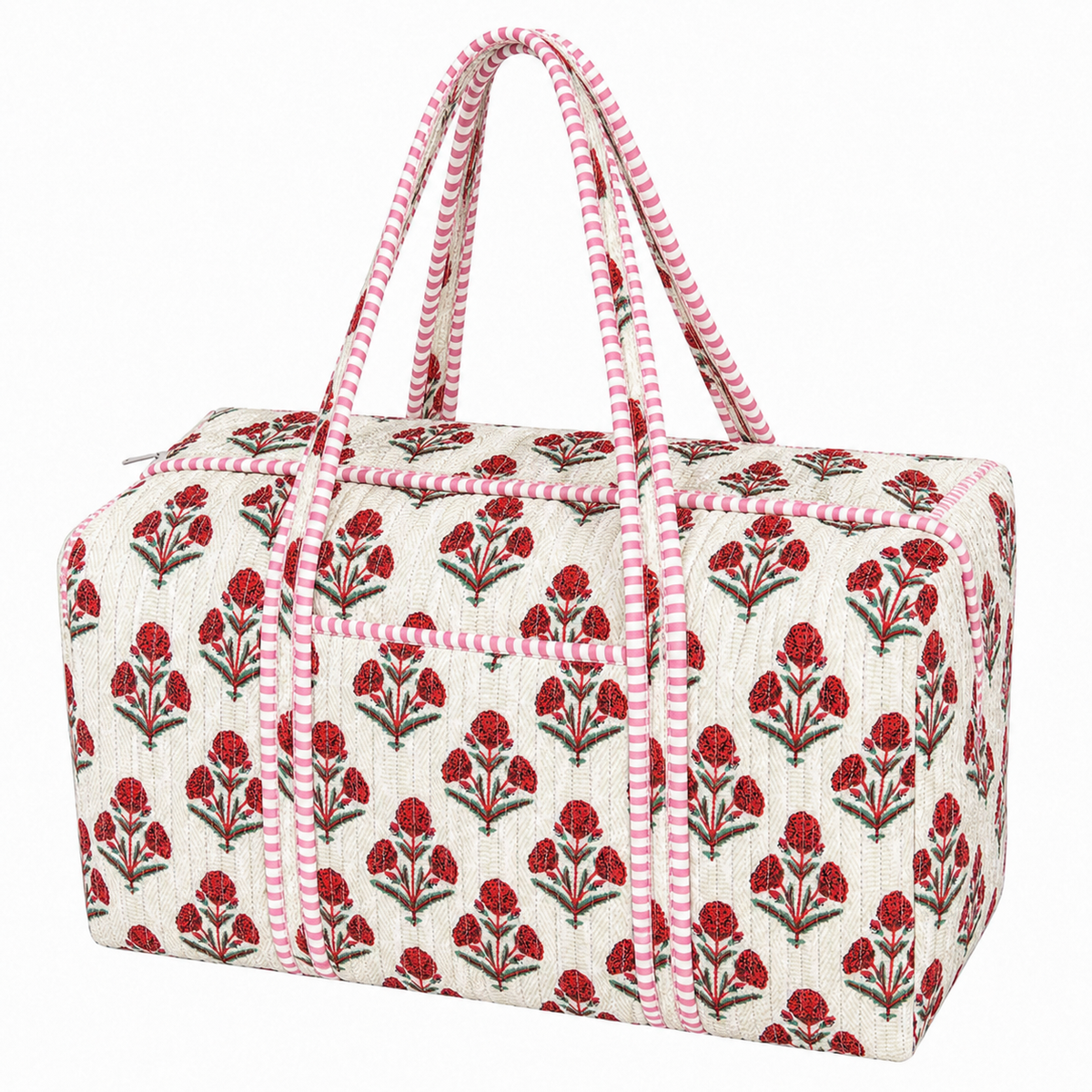 Red Floral Quilted Bag Print