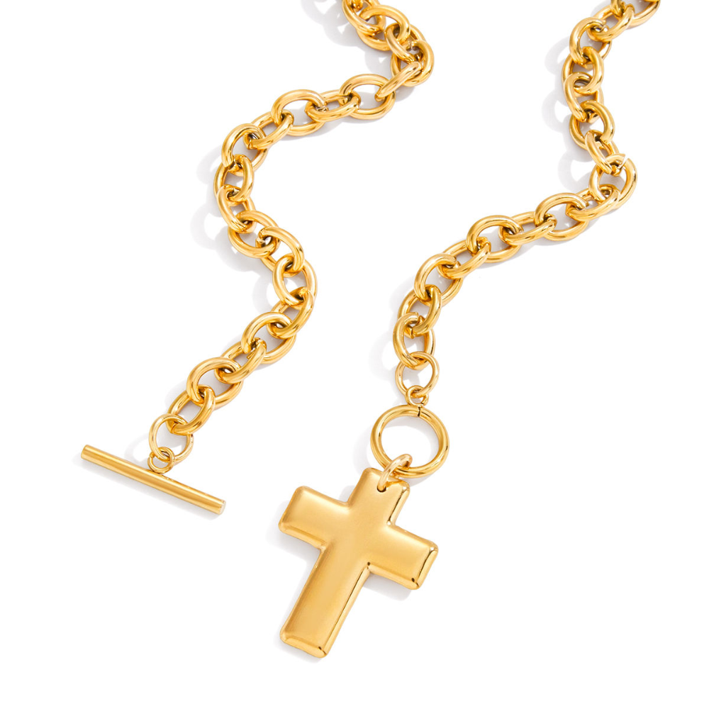 Solid Cross Toggle Necklace