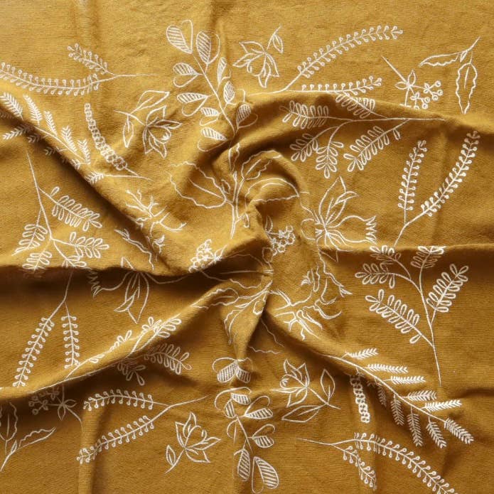 Desert Gold Botanical Print Naturally Dyed Bandana (white)