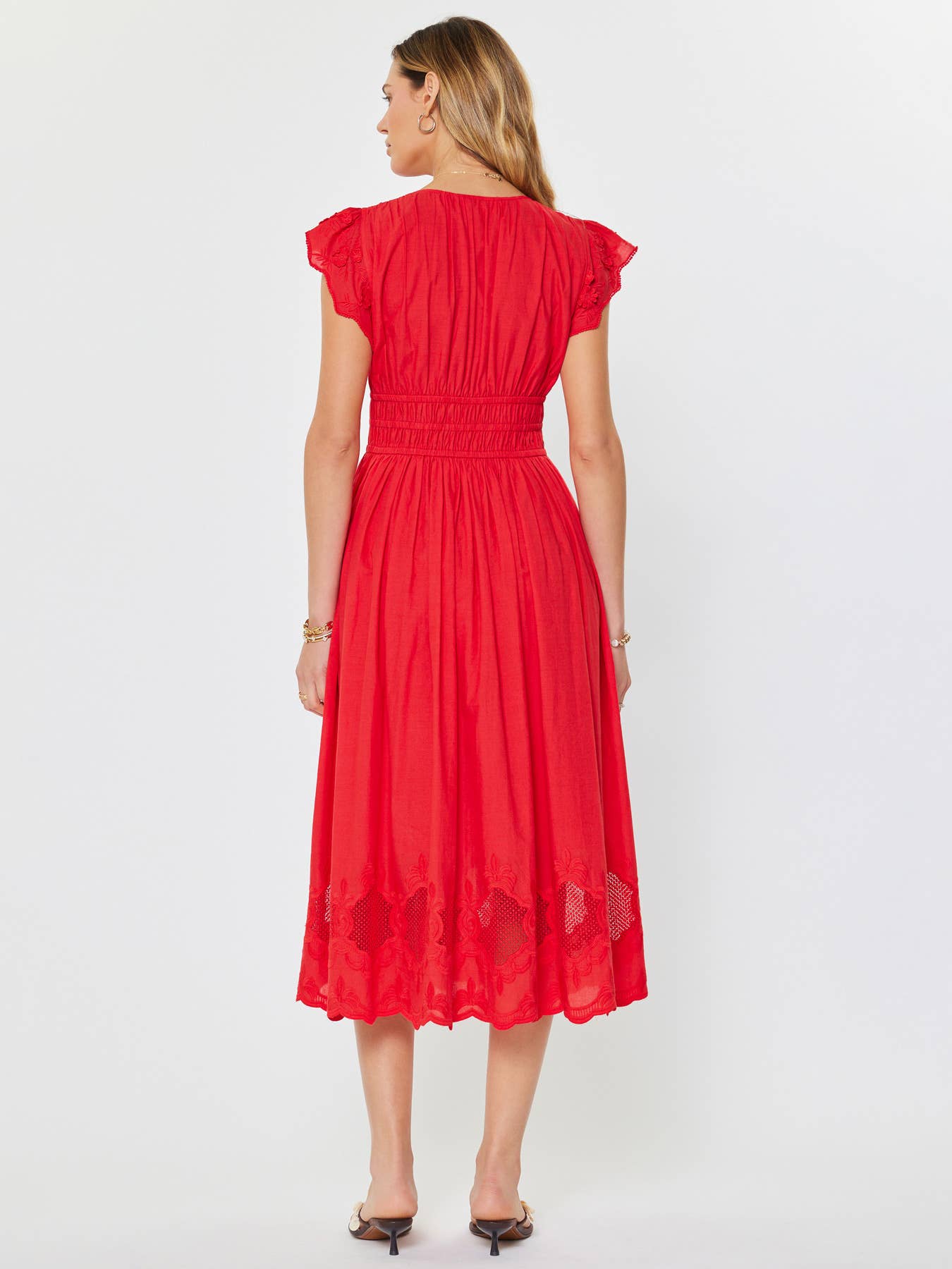 Embroidered Lace Midi Dress