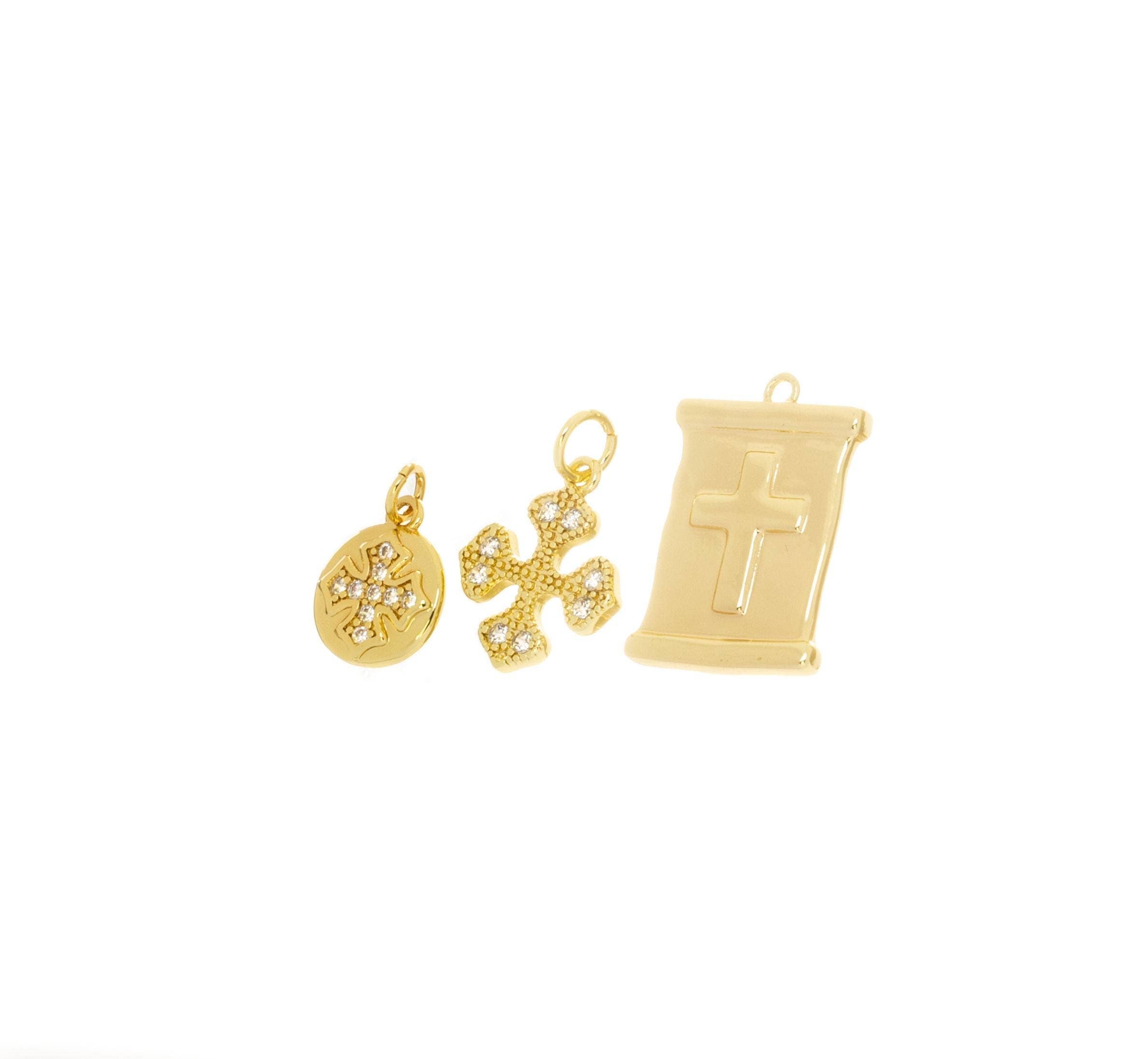 Pave CZ Cross Charms