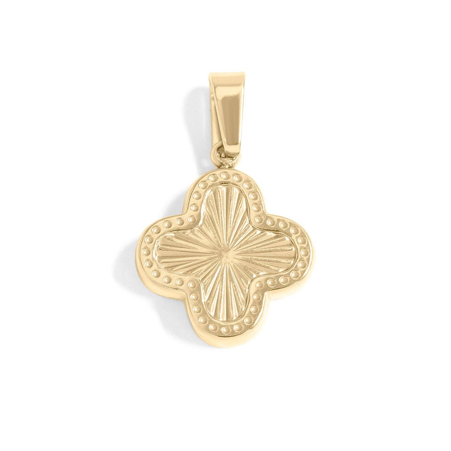 18K Gold PVD Stainless Steel Lucky Clover Charm Sunburst / PDL0270