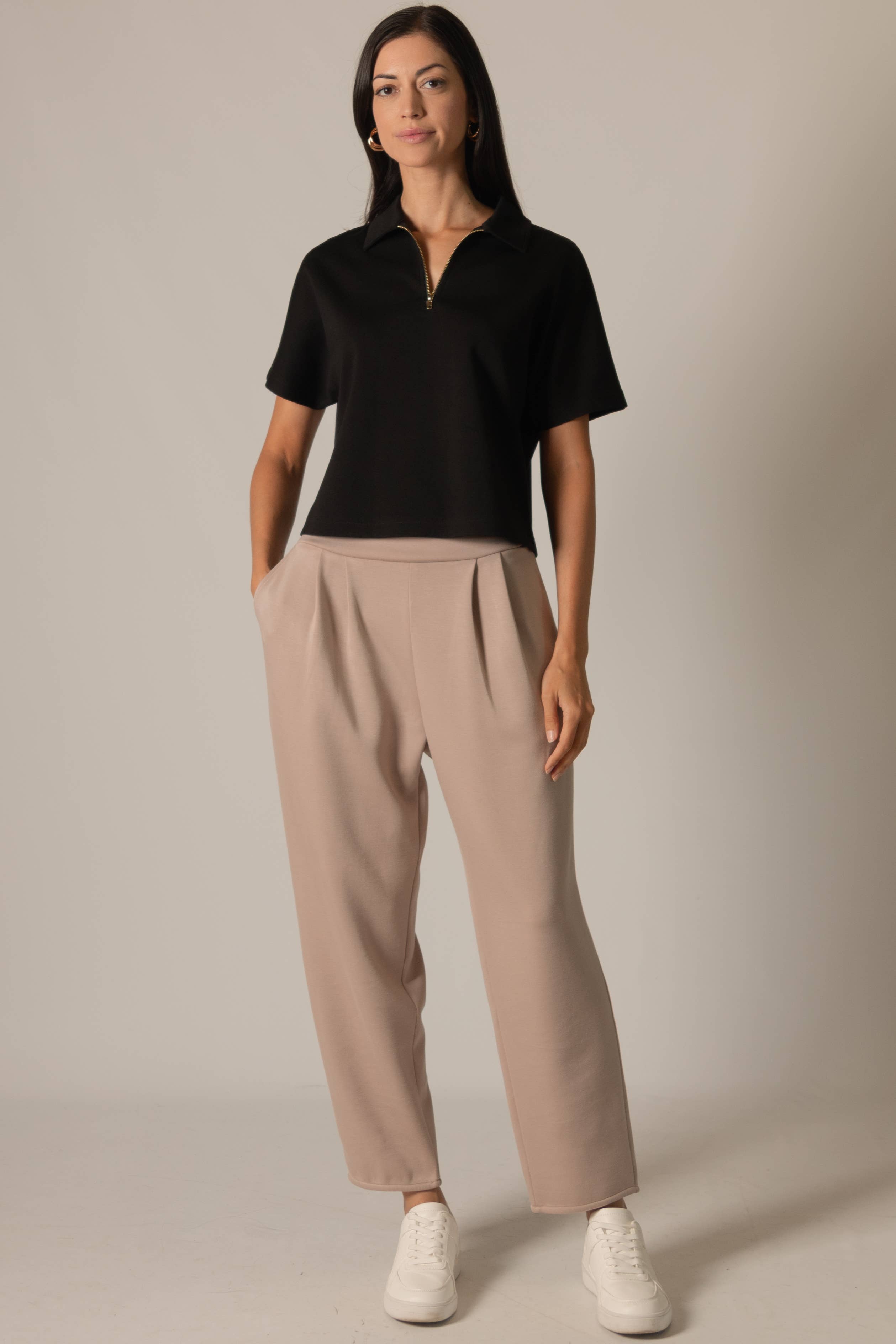 Butter Modal Short Sleeve Quarter Zip Top