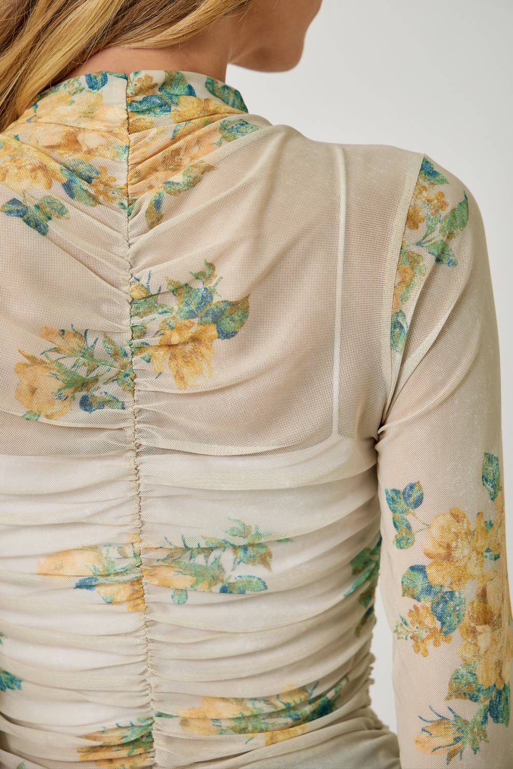 Mock Neck Ruching Top