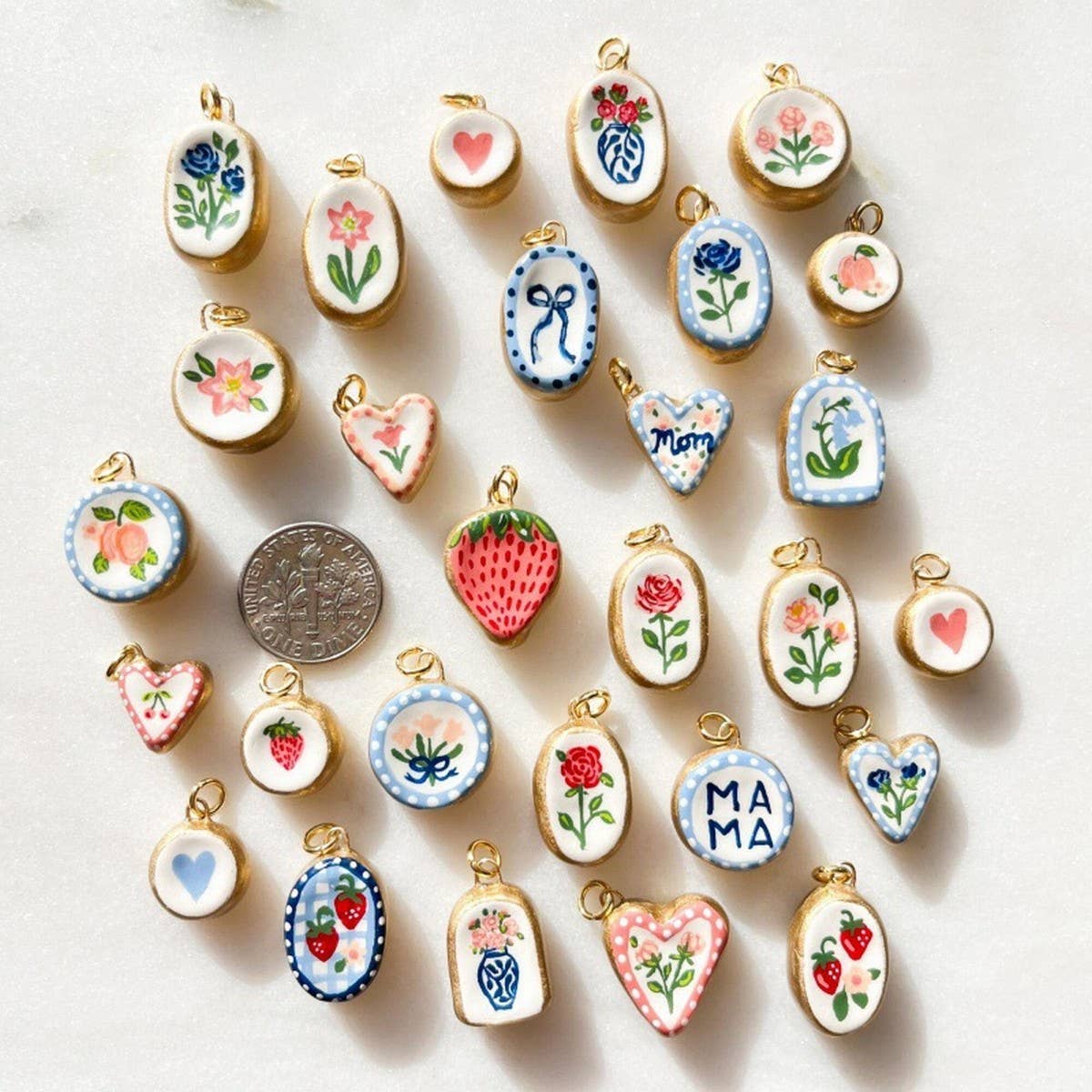 Cute Color Butterfly Heart Flower Charms