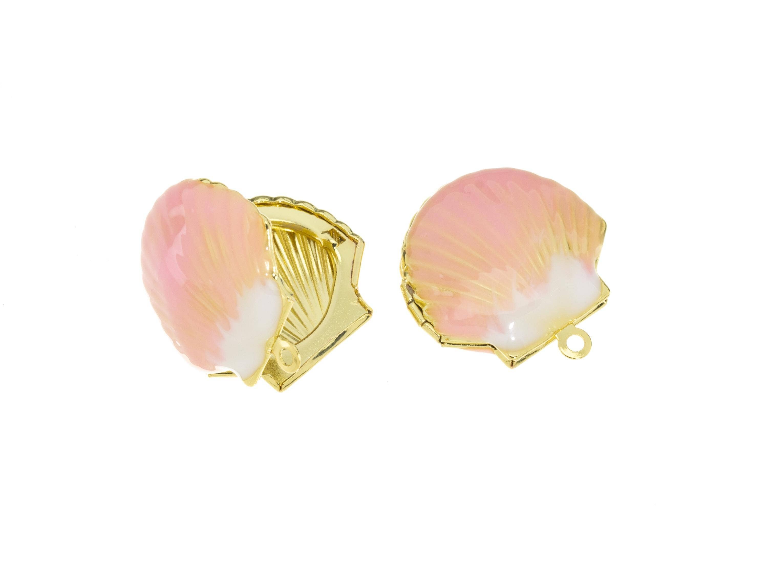 Gold Clam Shell Enamel Locket Charm Pendant CPG737