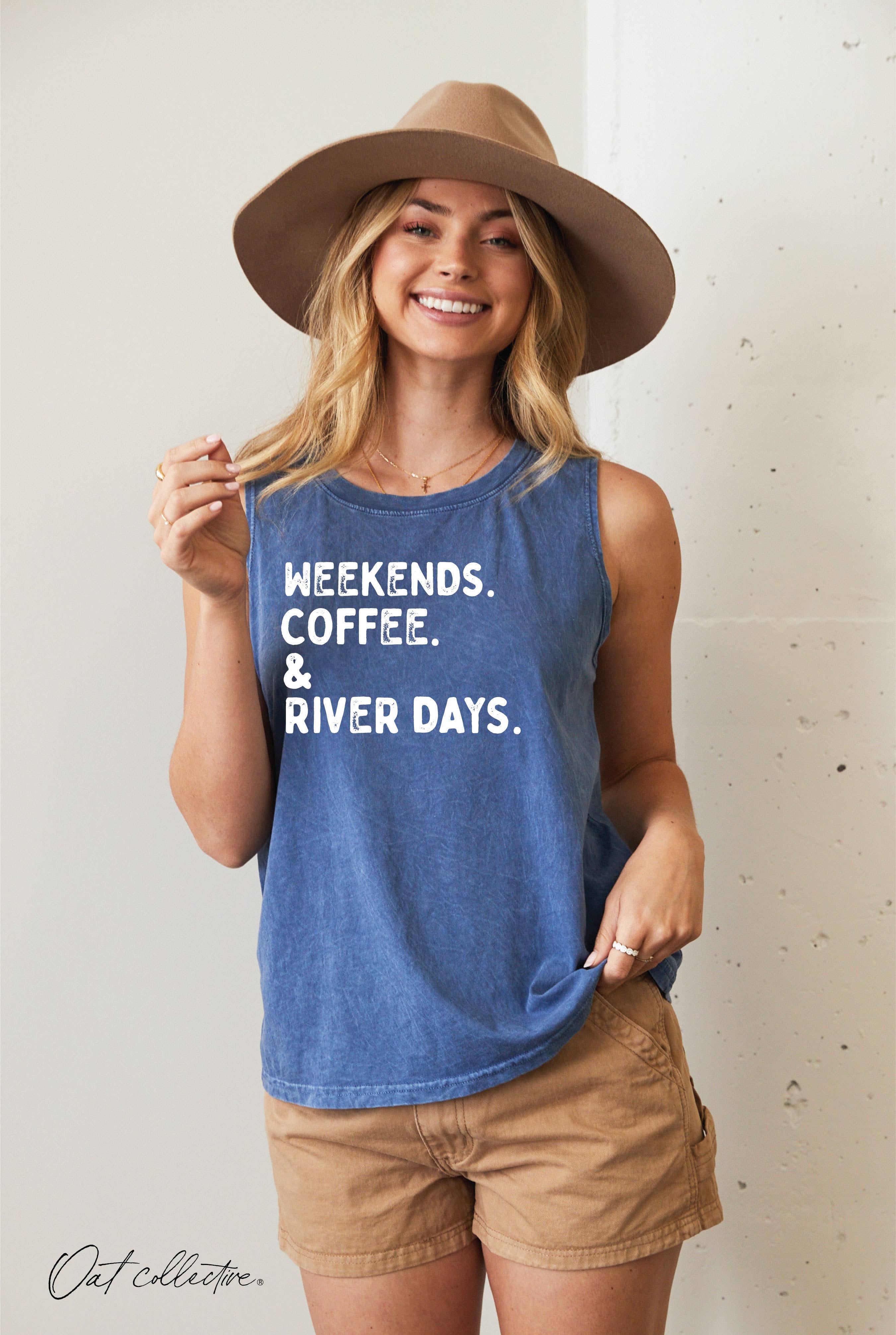 WEEKENDS COFFEE AND RIVER DAYS Mineral Graphic Tank Top