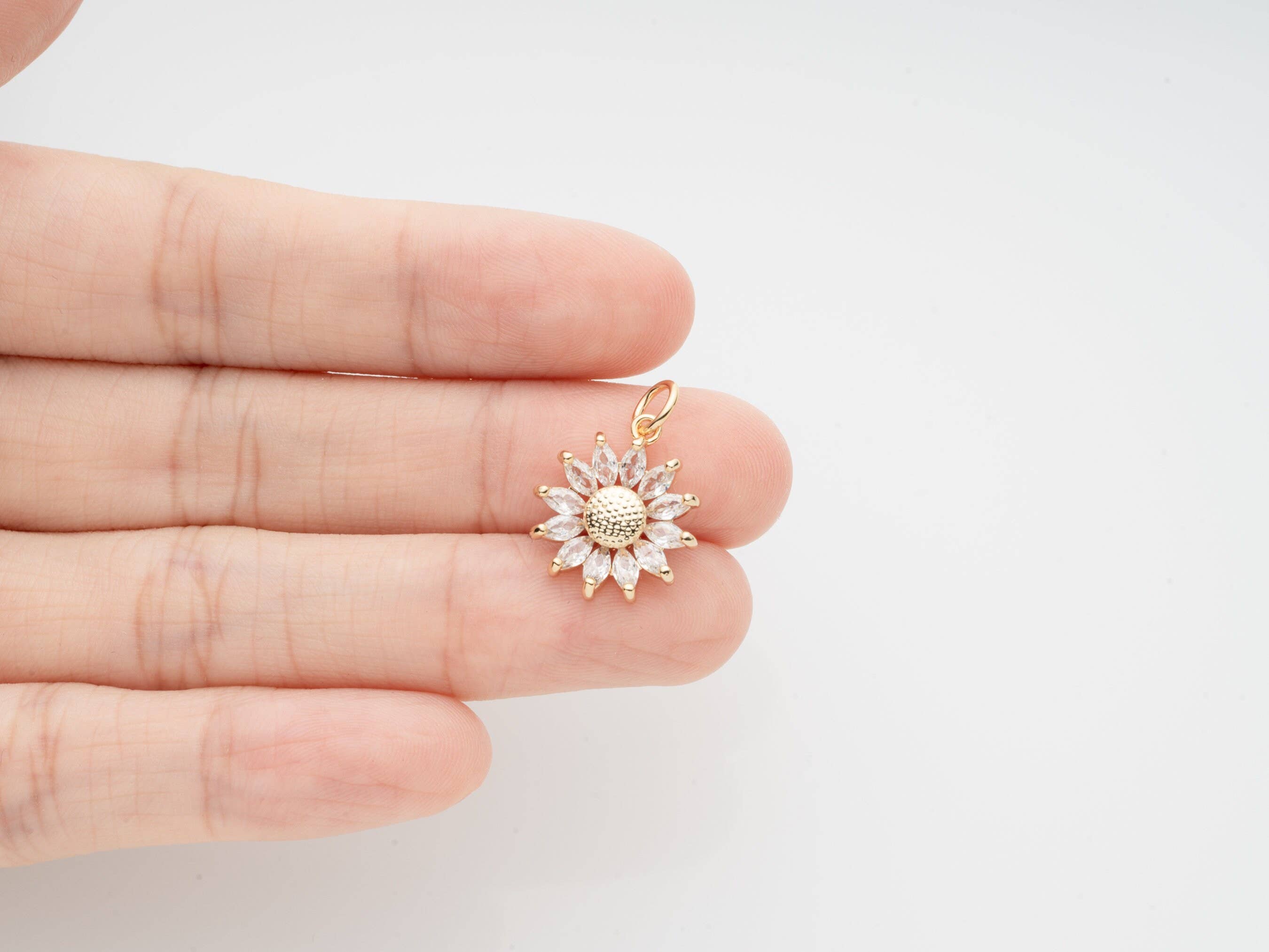 Sunflower Daisy Gold Charm Pendant with