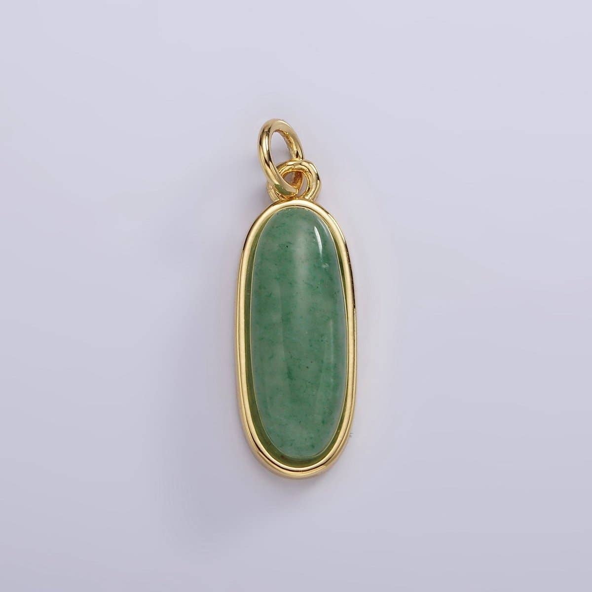 14K Gold Filled 24mm Natural Gemstone Bezel Oblong Charm | AG574 - AG581