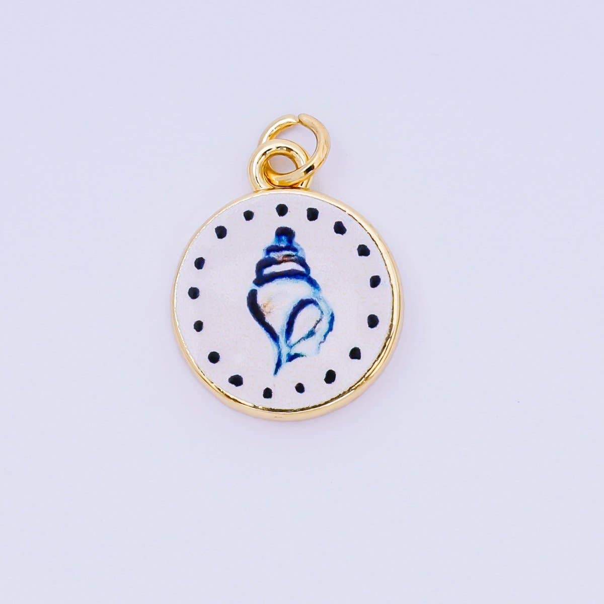 24K Gold Filled 18mm Enamel Art Beach Theme Charms