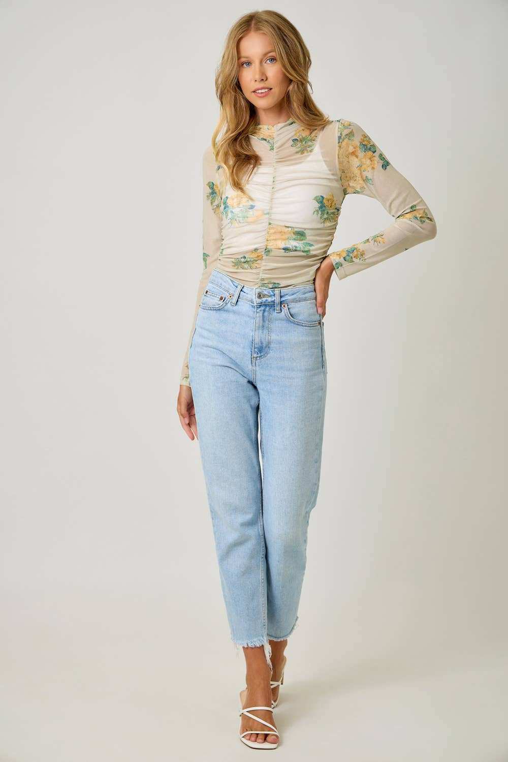 Mock Neck Ruching Top