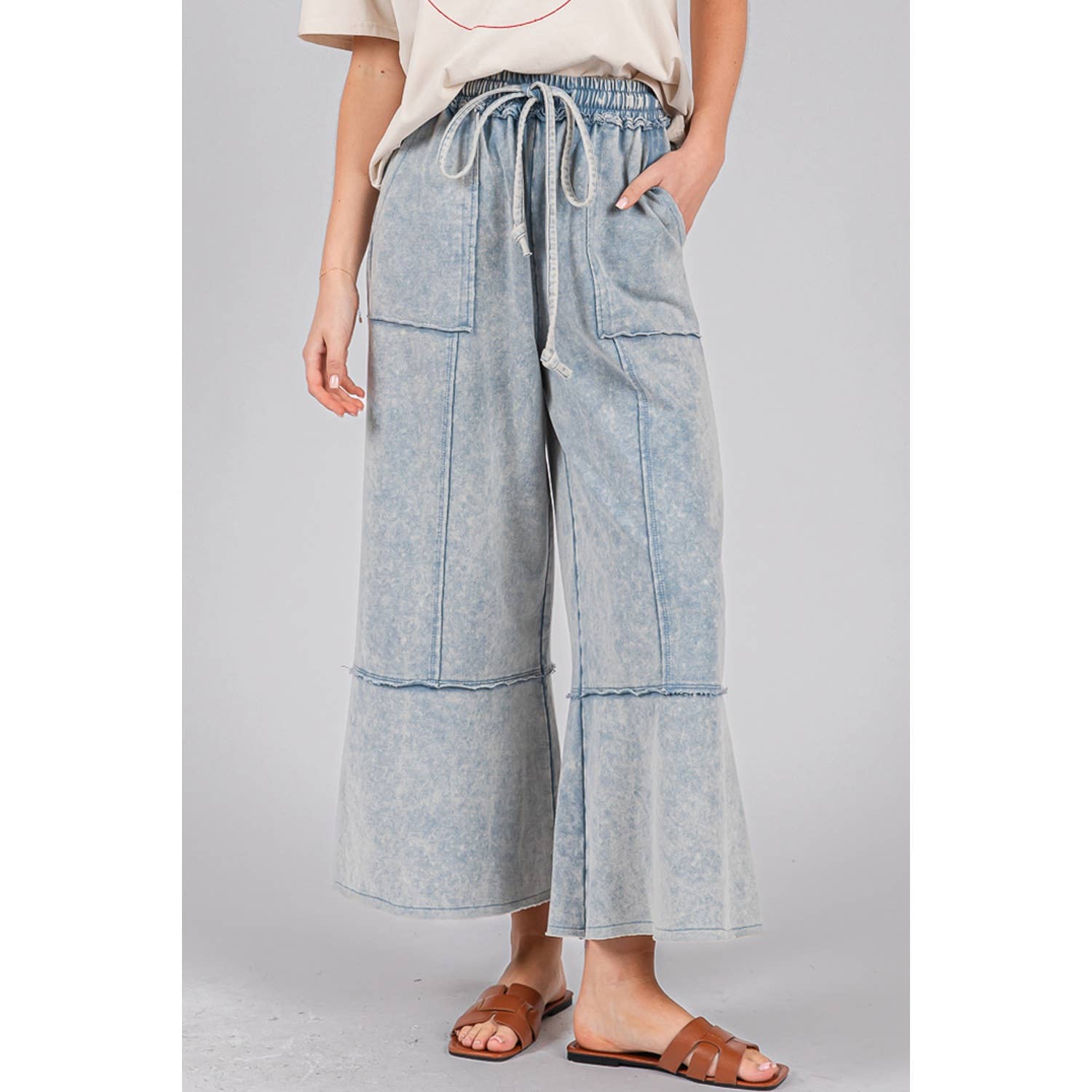 MINERAL WASHED TERRY KNIT PANTS