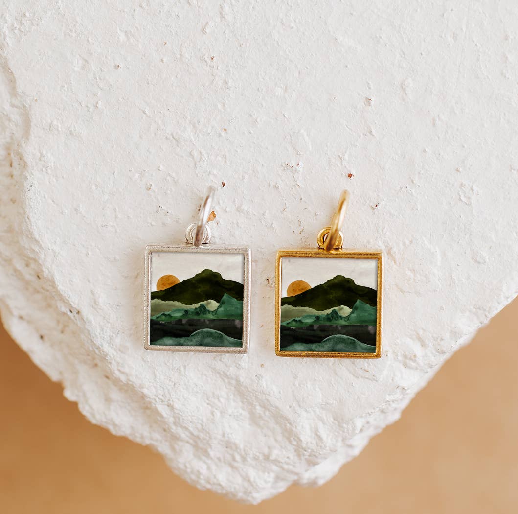 Mountain Sunset Charm Pendant Necklace Madison, Indiana