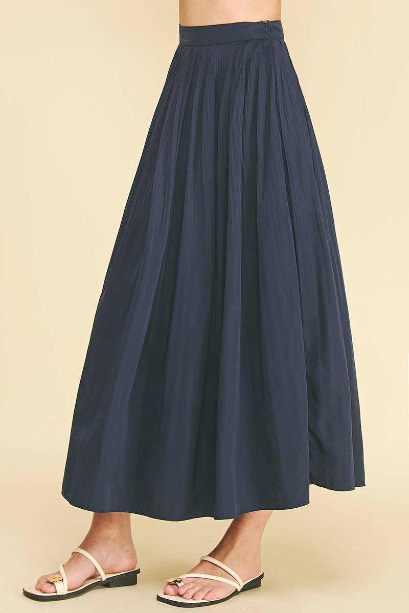 PLEATED A-LINE MIDI SKIRT - 6528S