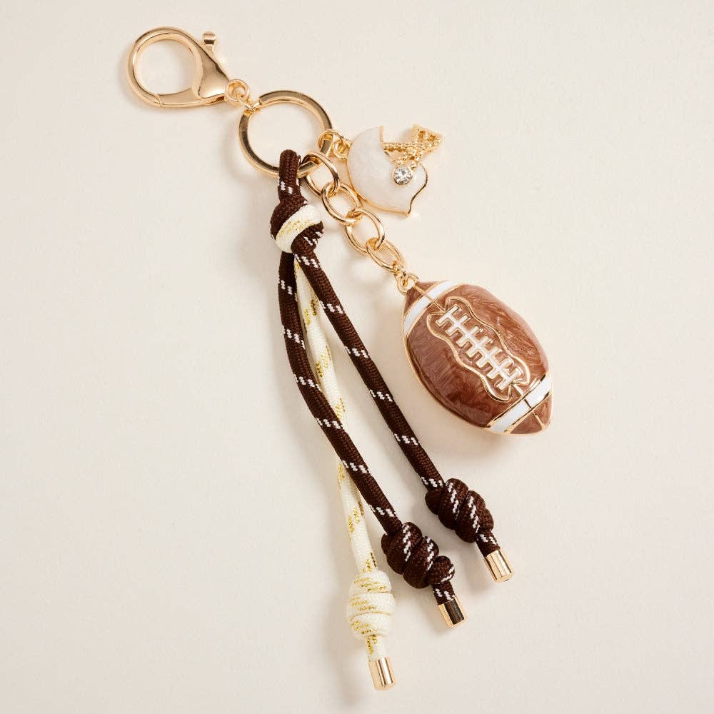 Pearlized Enamel Football Helmet Cord Keychain Bag Charm