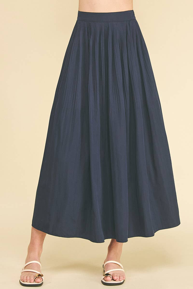 PLEATED A-LINE MIDI SKIRT - 6528S