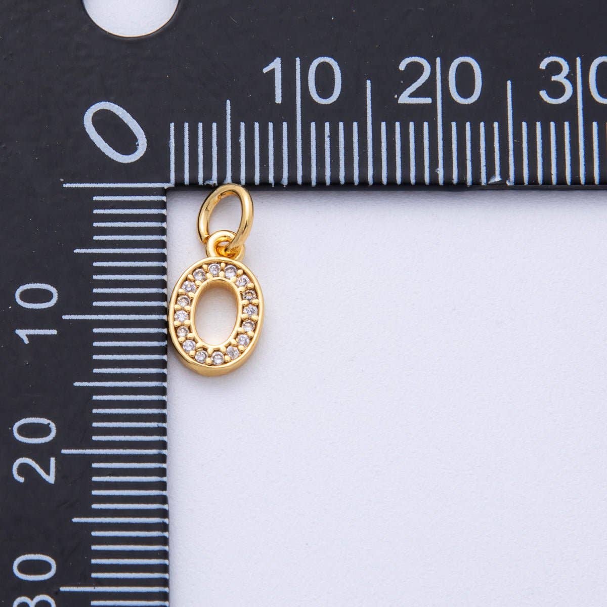 24K Gold Filled 14mm Number 0-9 Clear Micro Paved CZ Charm