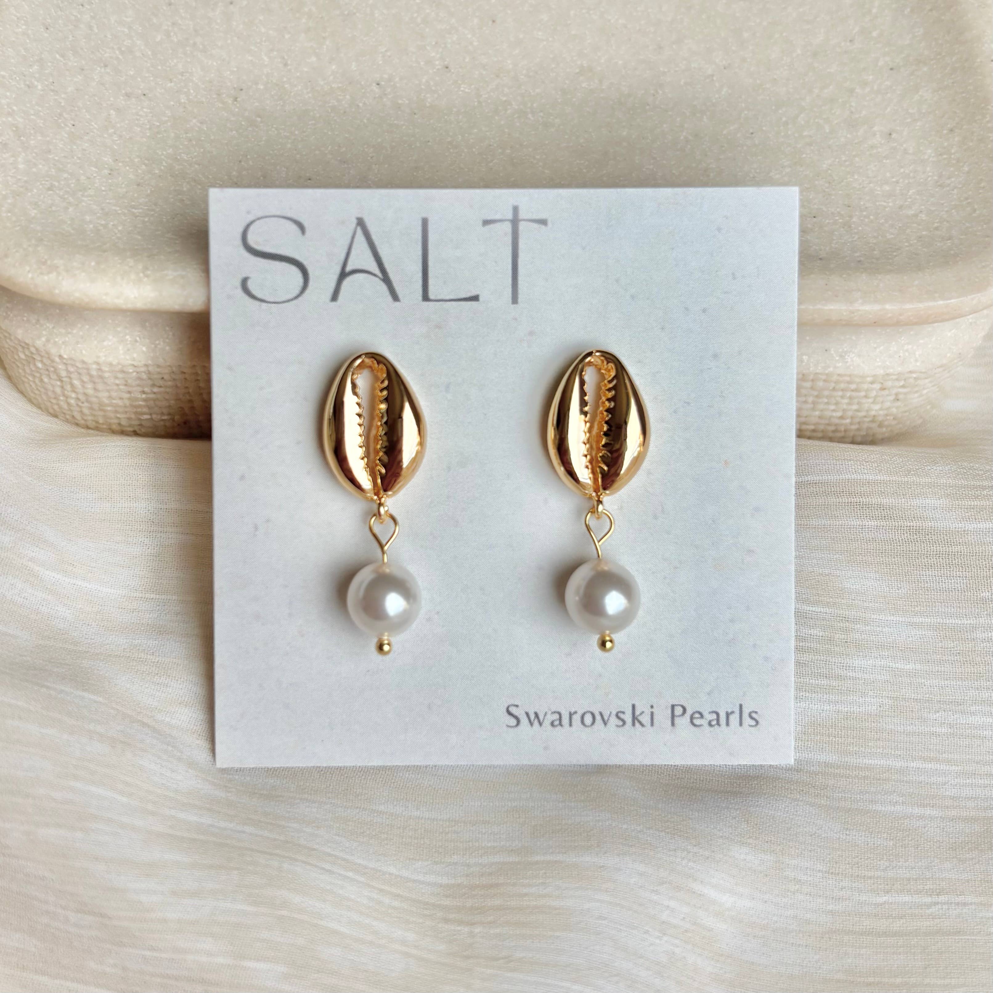 COWRIE SHELL PEARL EARRINGS