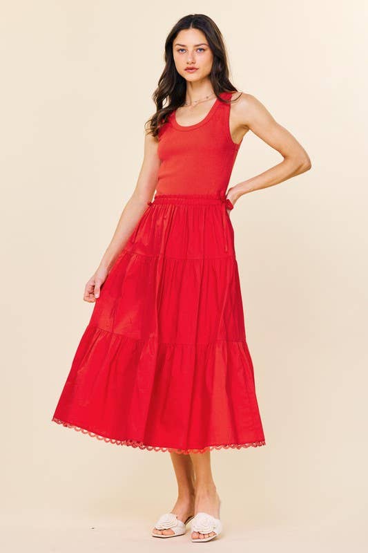 Sleeveless Knit Tank Poplin Skirt Dress