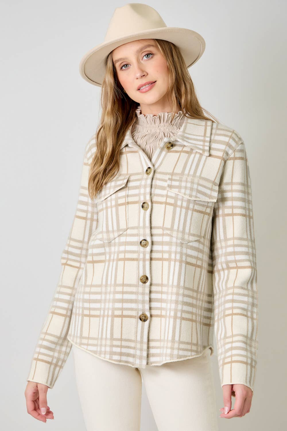 60843 Check Patterned Sweater Jacket