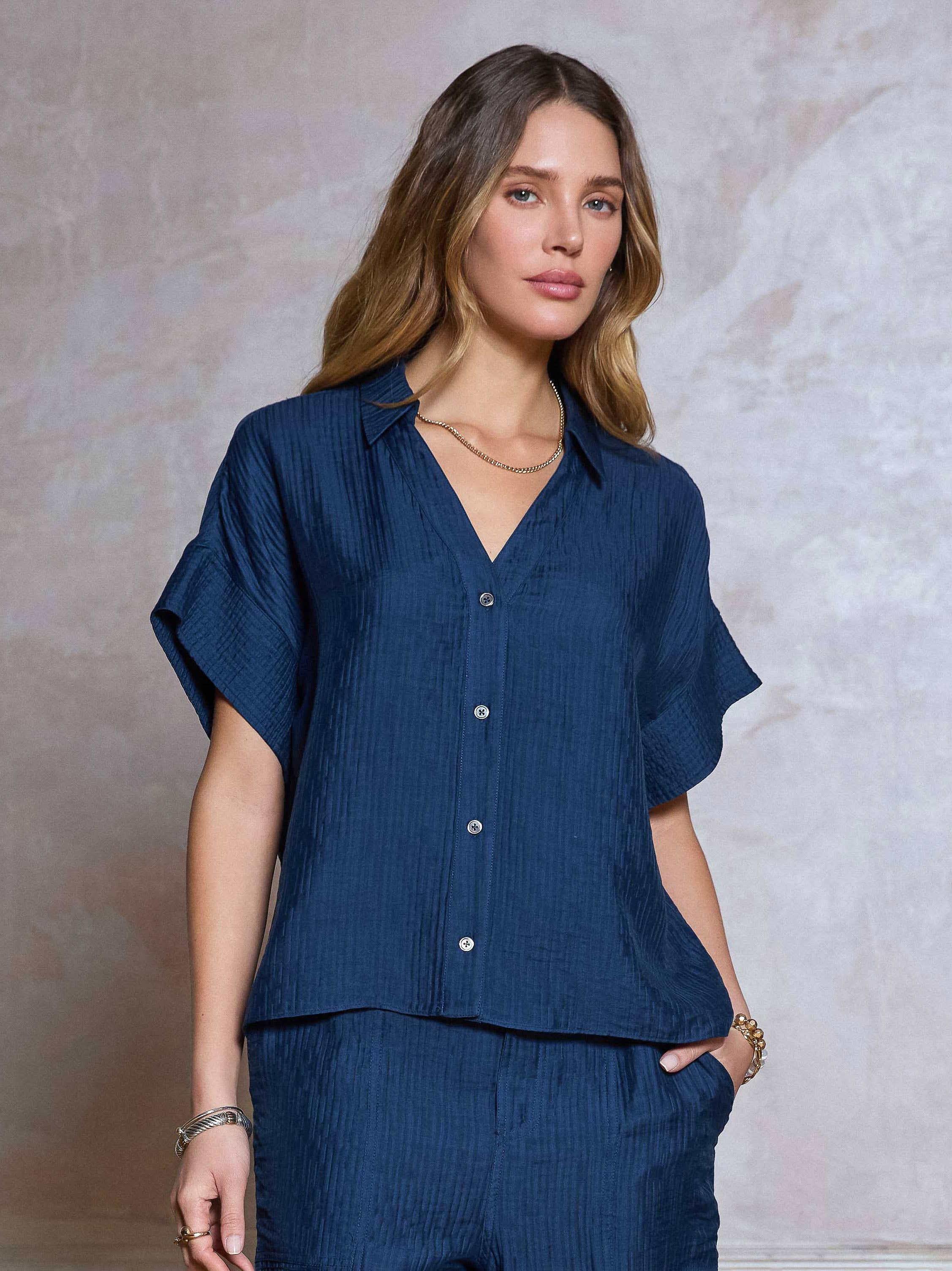 Oversized Textured Collared Shirt