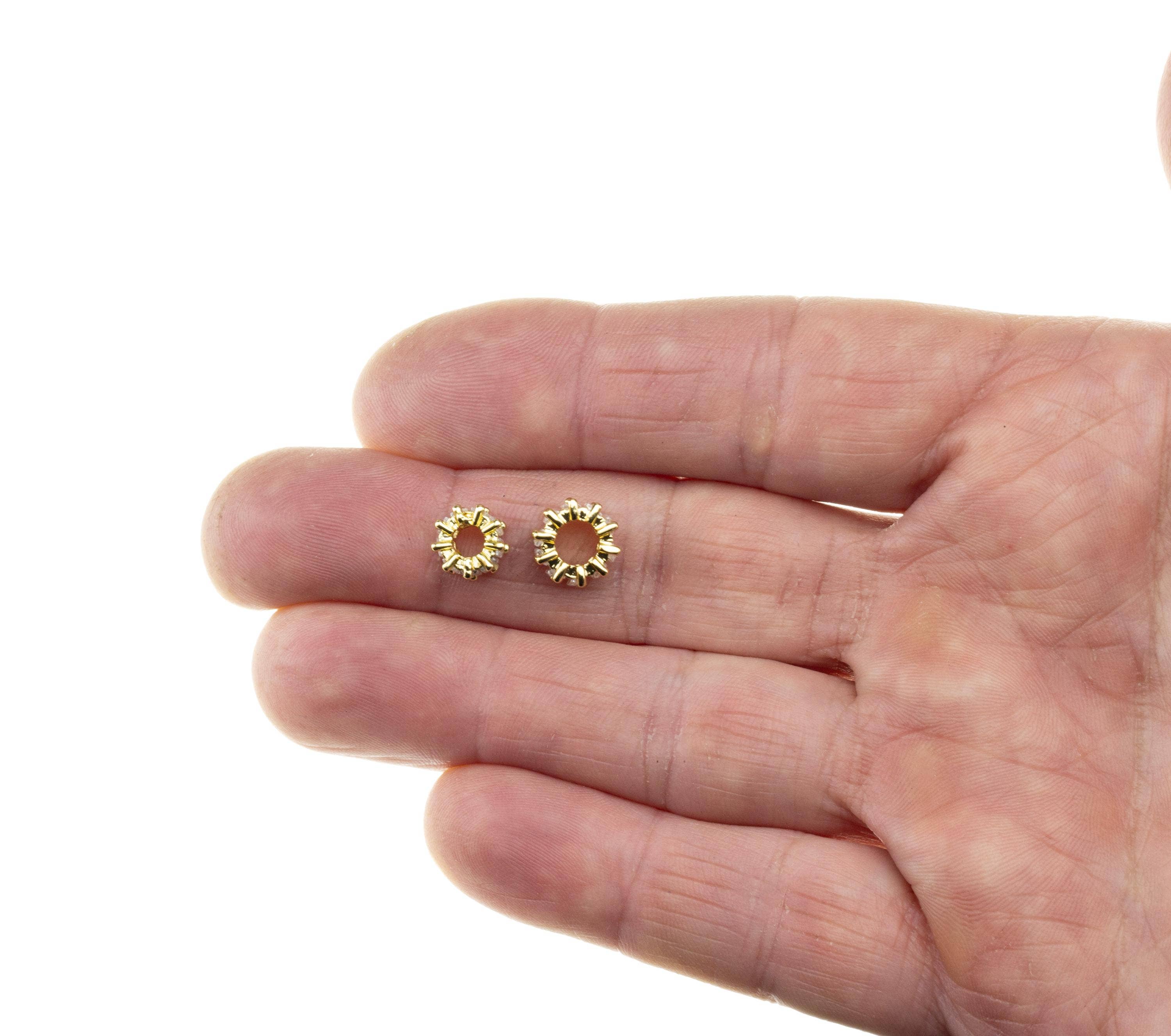 Gold Round Gear CZ Spacer for Bracelet & Necklace
