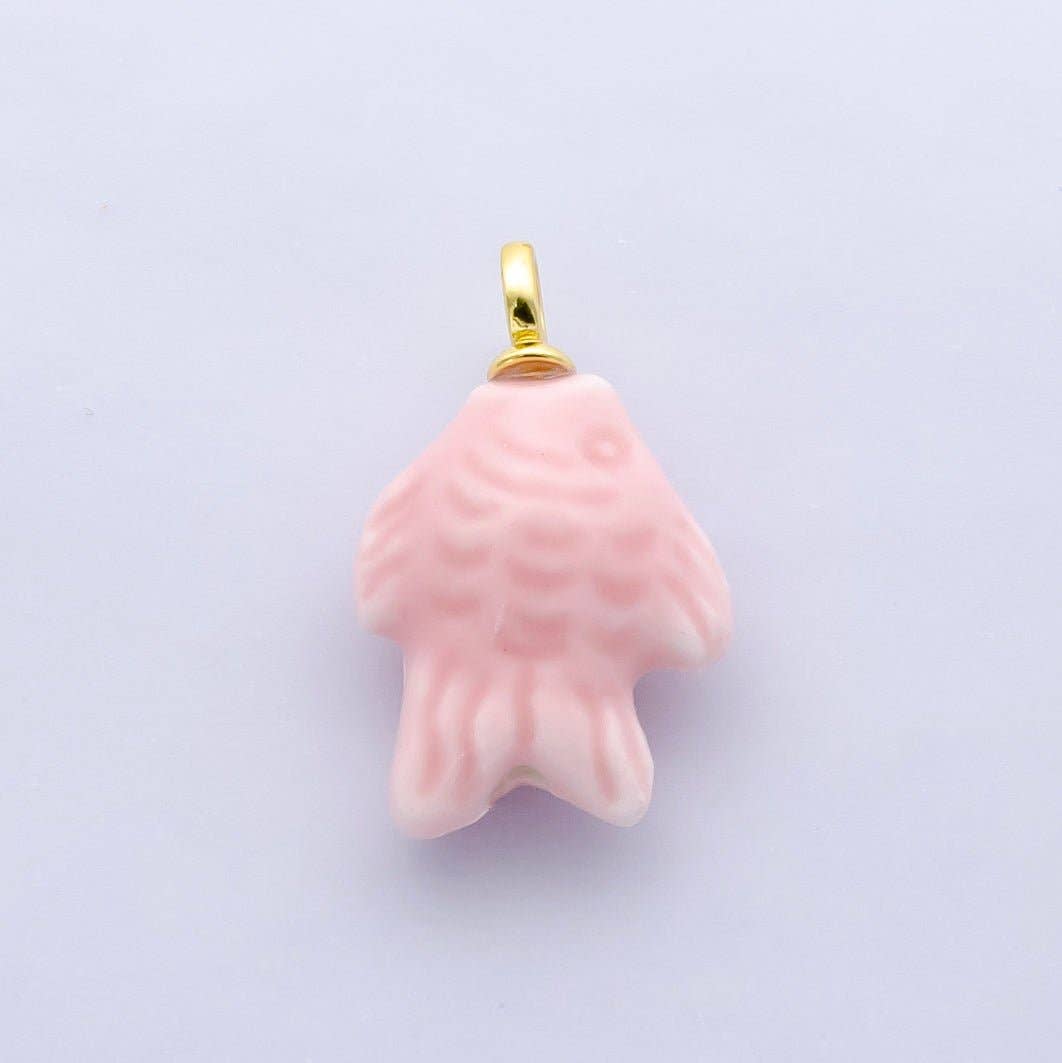24K Gold Filled Nature Floral Mushroom Pet Sea Sell Ceramic Drop Charm