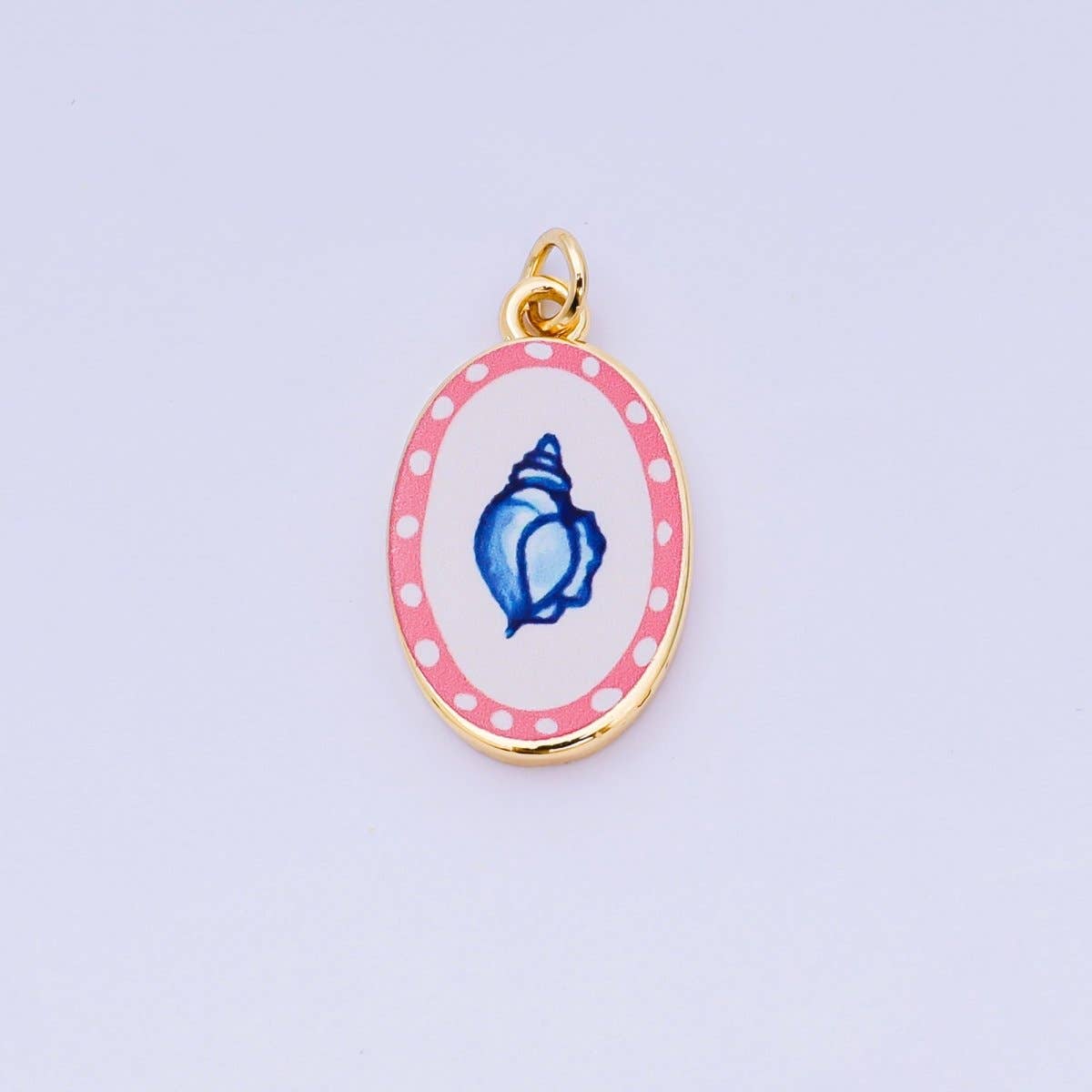 24K Gold Filled Enamel Art Oval Spring Charm in Flower, Butterfly, & Nature