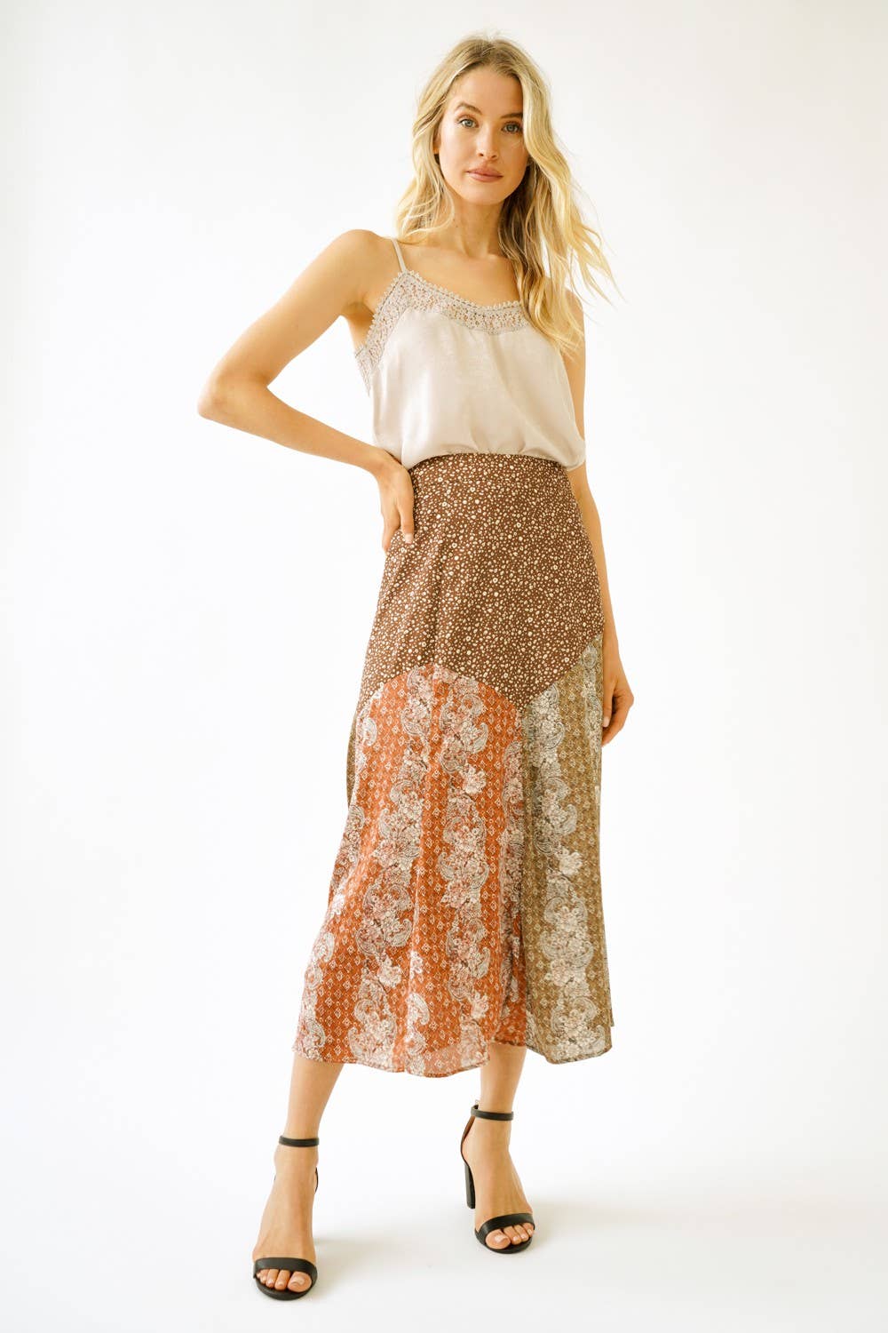 19698 Mix Print Skirt