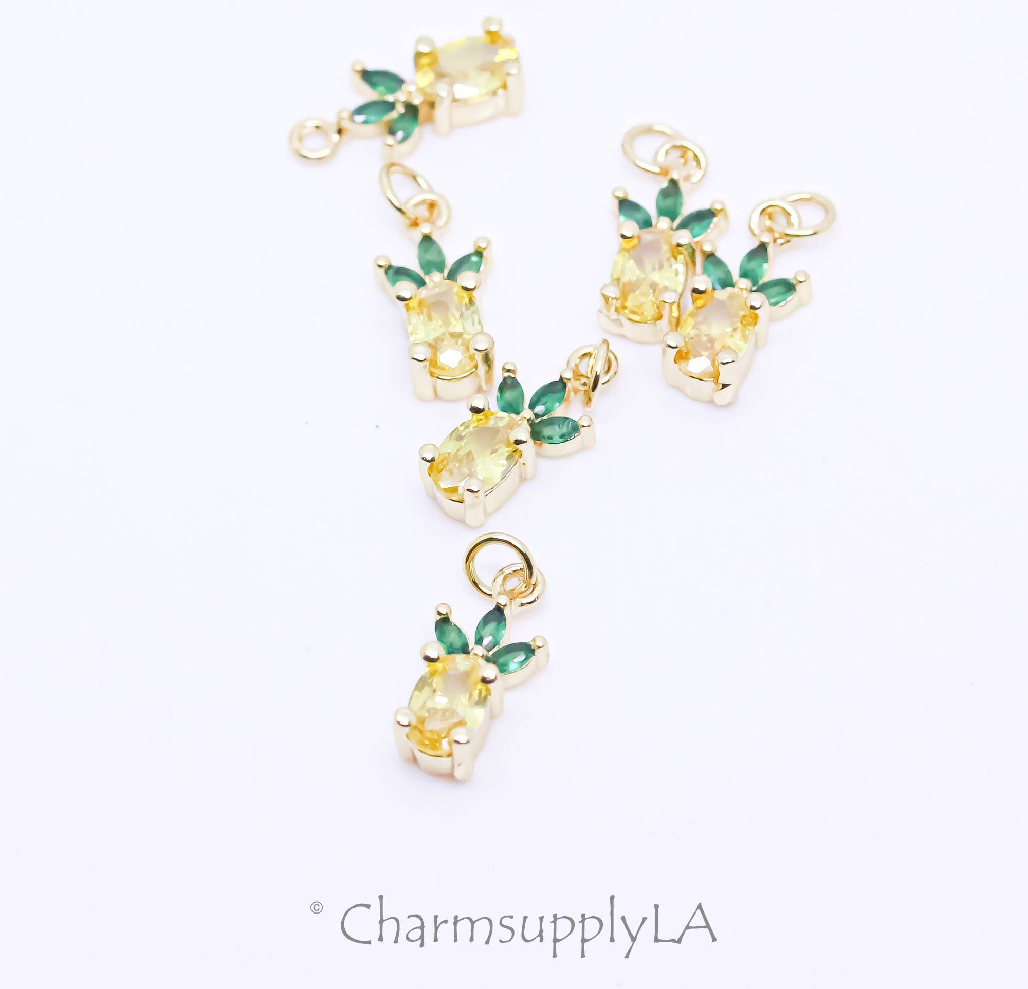 Gold Pineapple Charm Tropical Summer Vibe