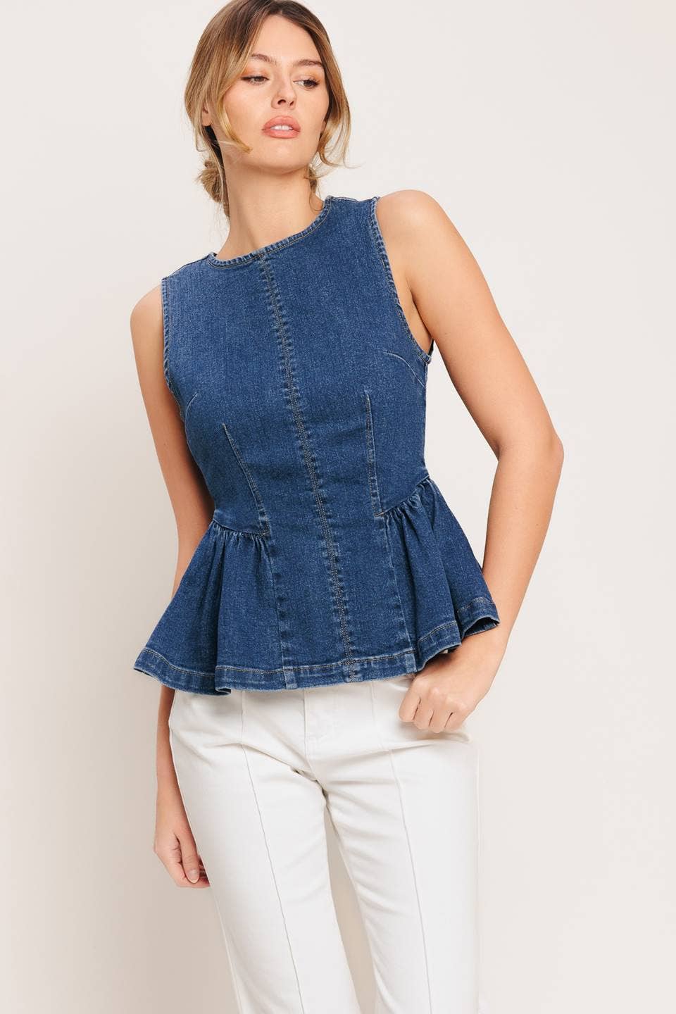 Natalia washed denim top
