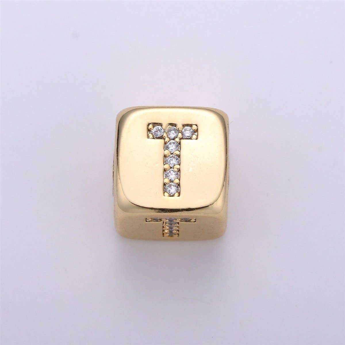 9x9mm Gold Initial Letter Beads, Alphabet Beads, Initial Beads, Alphabet Blocks Micro Pave Initial Block Charm for Bracelet Necklace Supply
