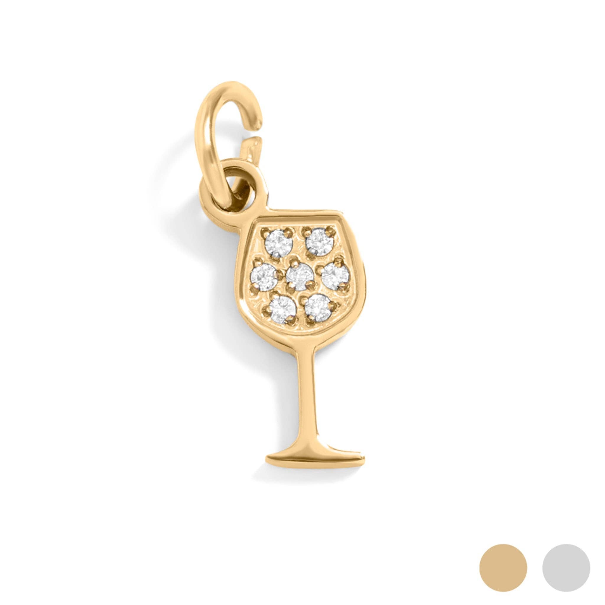 18K Gold PVD Stainless Steel Wine Glass Charm