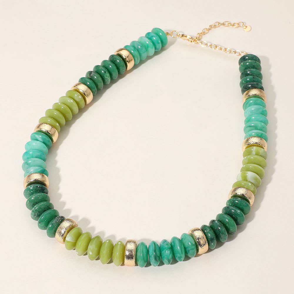 Chunky Resin Disc Beaded Necklace