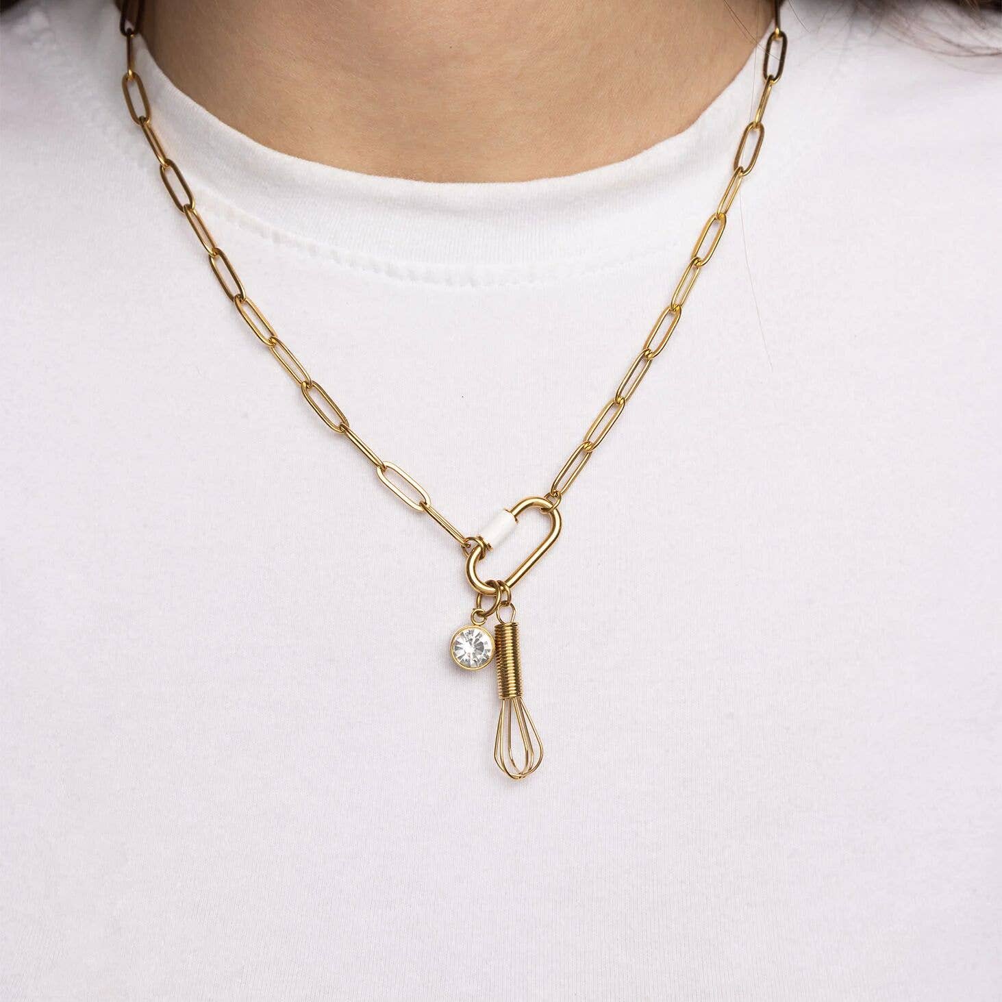 18K Gold PVD Stainless Steel Whisk Charm