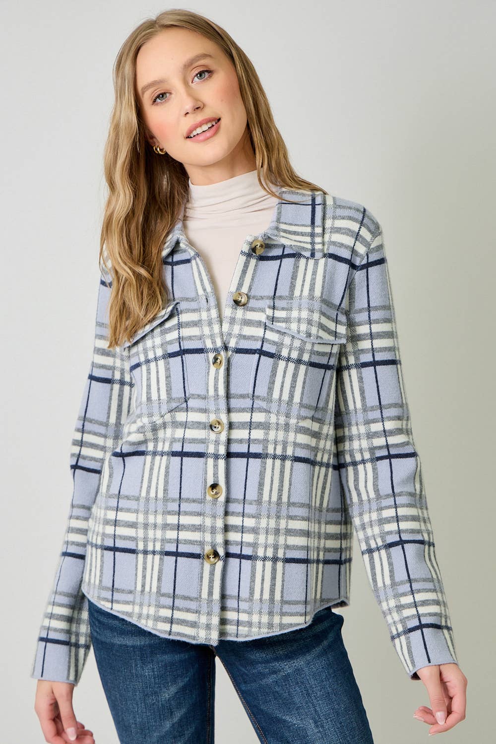 60843 Check Patterned Sweater Jacket