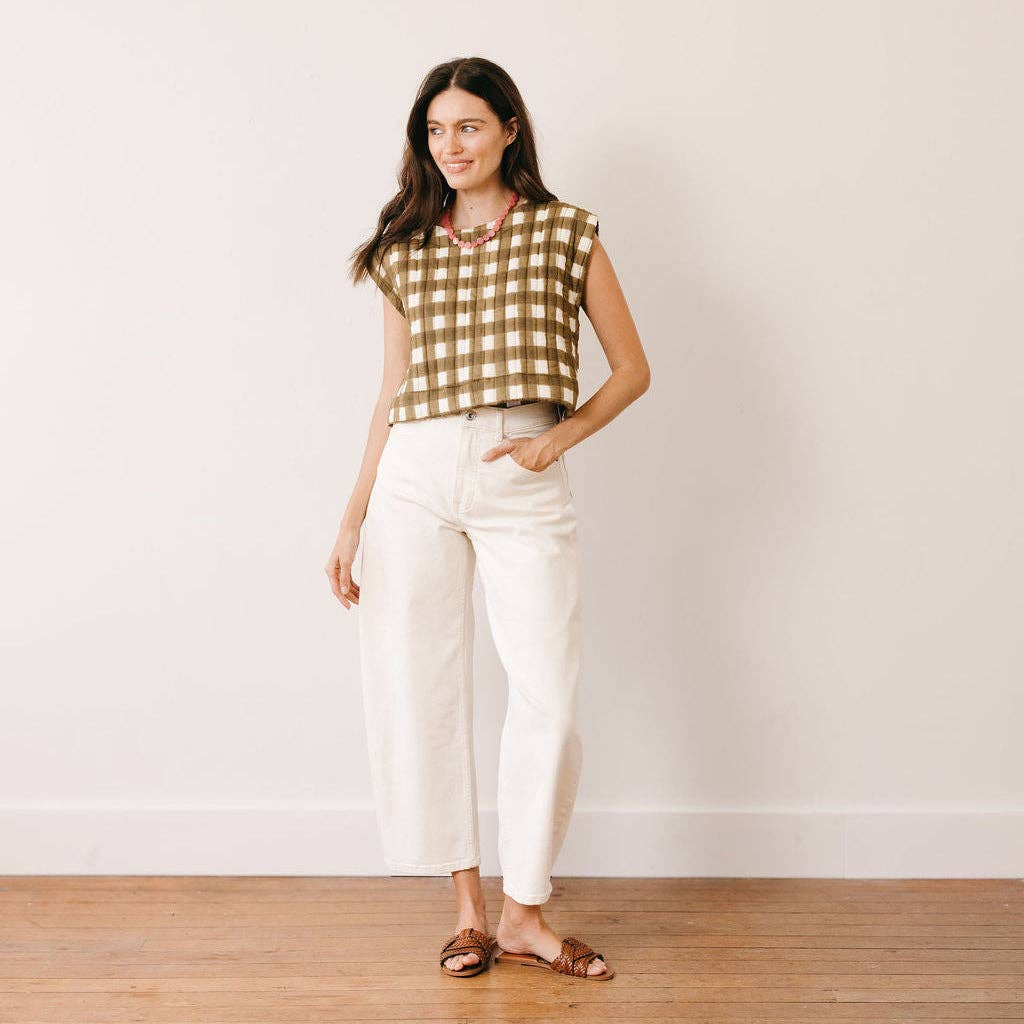 Painted Gingham Quilted Greta Top