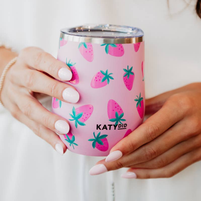 Subtle Strawberry WINE TUMBLER