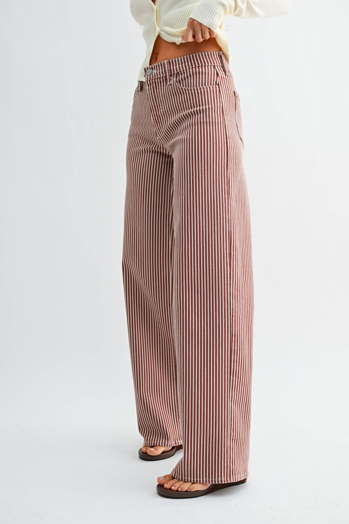 Classic Relaxed Wide Leg - SPICE BROWN STRIPE