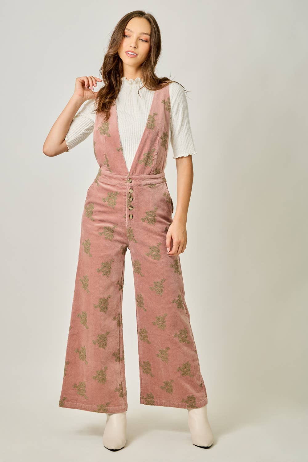 Fernie Embroidered Corduroy Jumpsuit