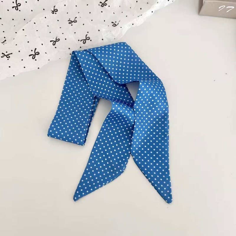 Vintage-Style Skinny Twilly Scarf-Polka Dot & Gingham