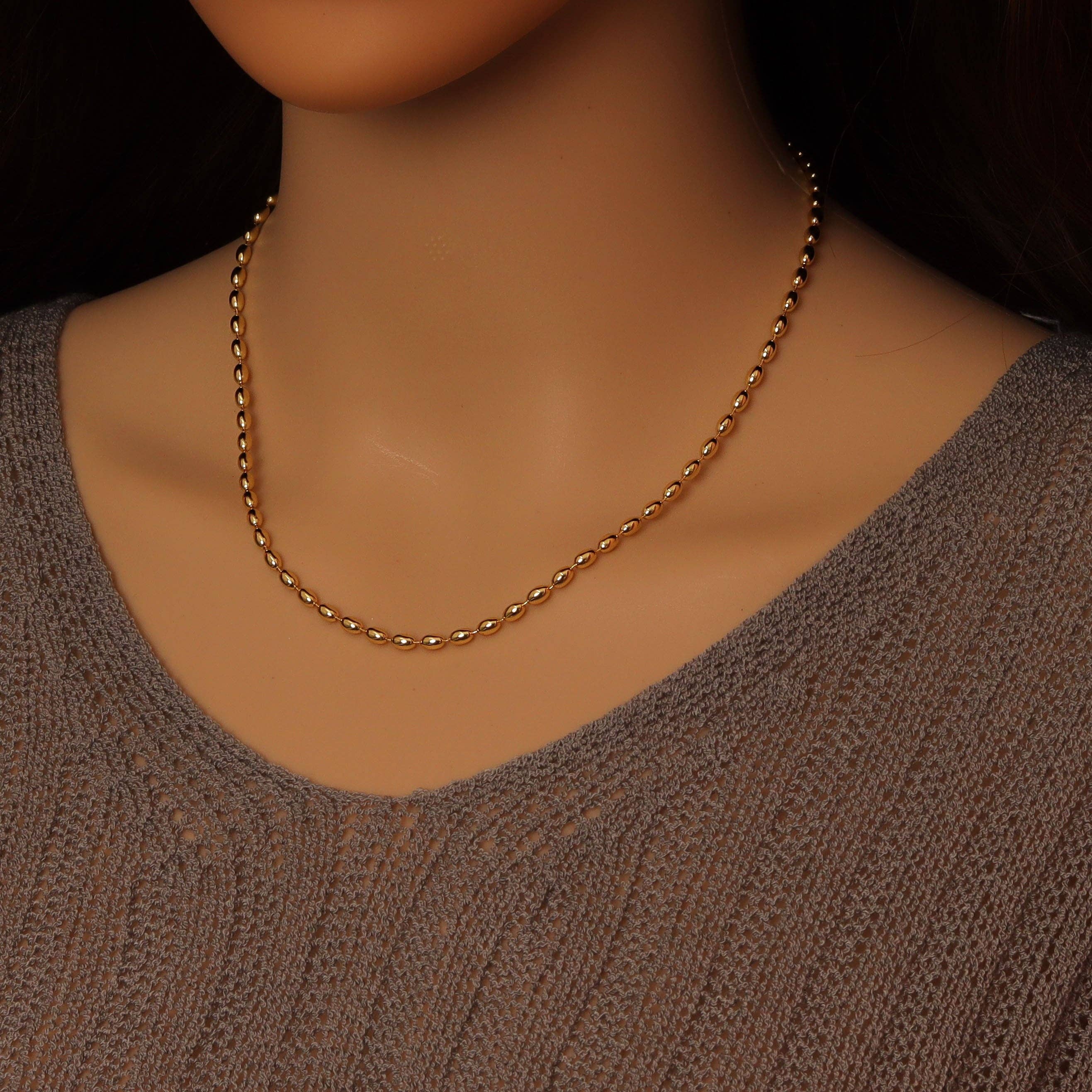 Gold Rice Beads Necklace