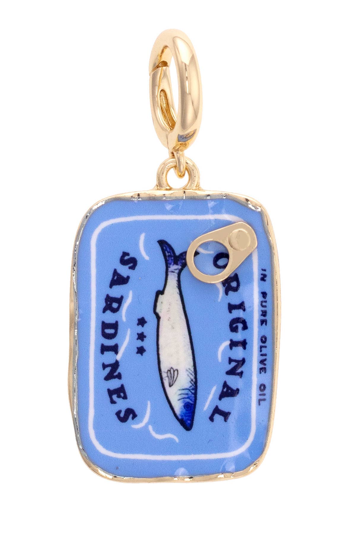 Sardine Tin Enamel Pendant Charm in Blue