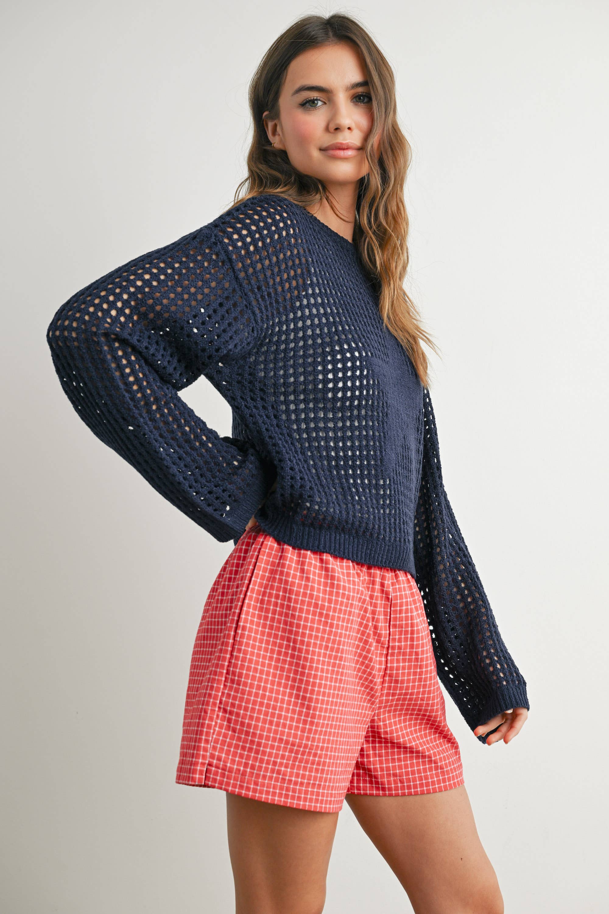 Crew Neck Crochet Sweater