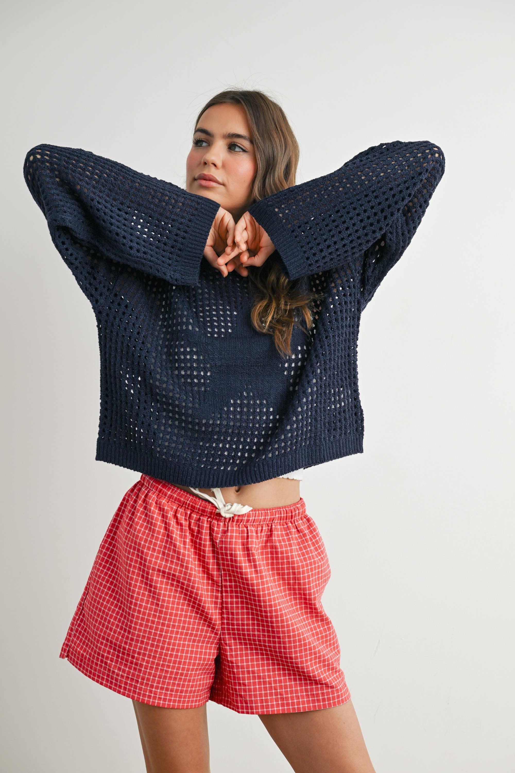 Crew Neck Crochet Sweater
